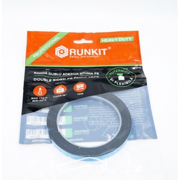 Banda dublu adeziva spuma PE 3m RUNKIT 9mm RKBPE001