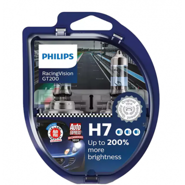Becuri auto far halogen Philips H7 Philips Racing Vision, GT200 ,12V 60-55W,set 2