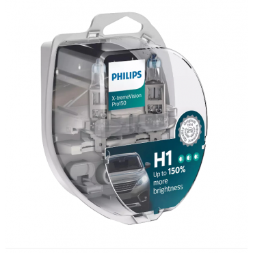 Becuri auto far halogen Philips H1 , X-tremeVision PRO150, 12V 55W,set 2