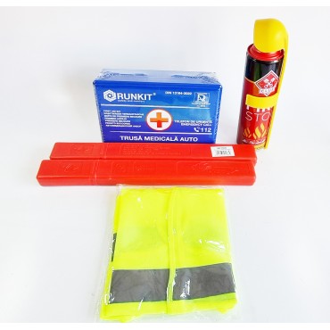 Kit siguranta auto cu stingator spray obligatoriu ceritificat